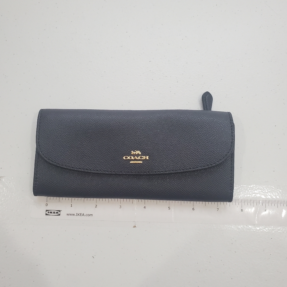 COACH Soft Slim Wallet In Crossgrain Leather Midnight/Gold F59949